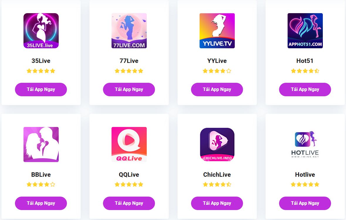 Top các app live show nổi bật